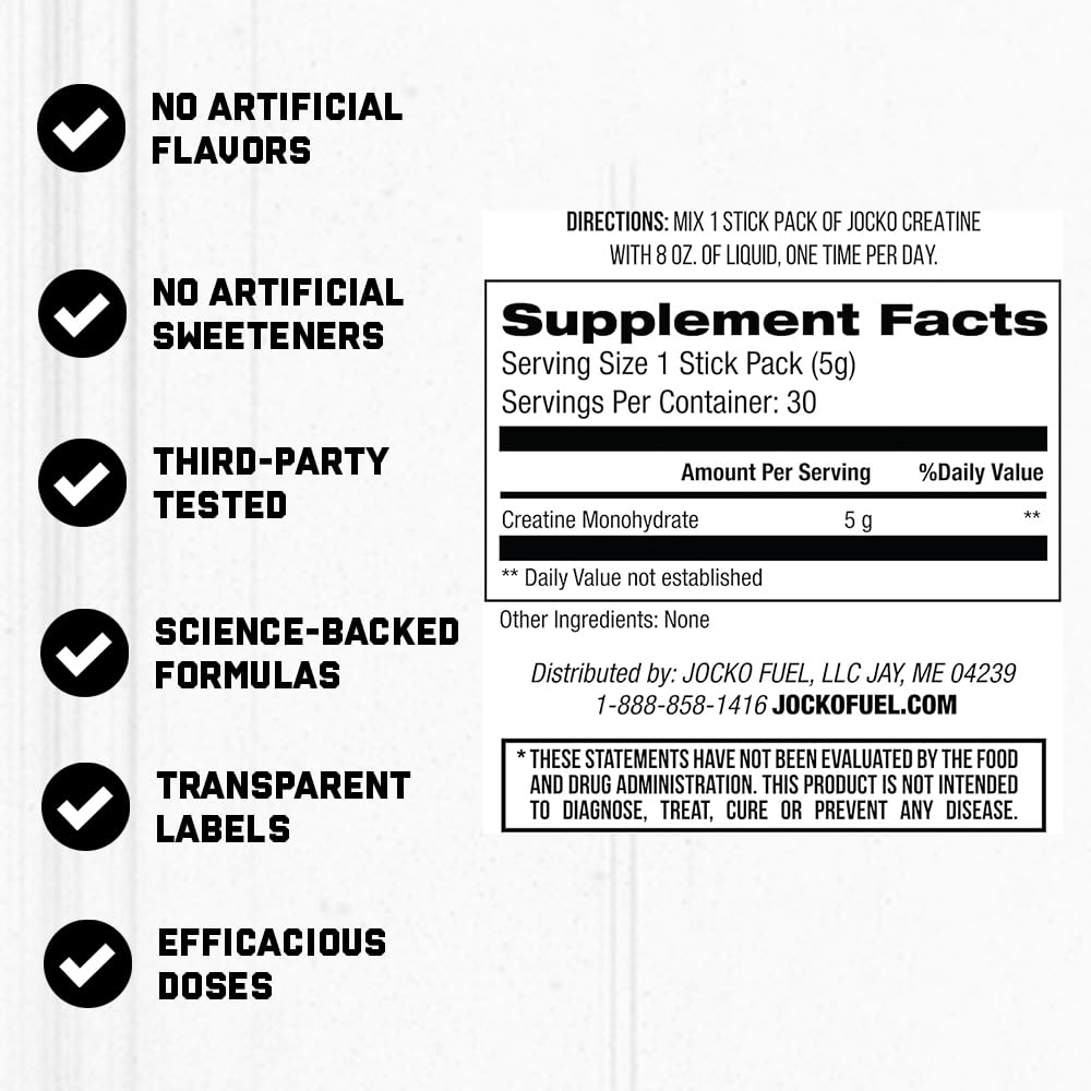 Jocko Fuel Creatine Stick Packs travel-pack display suitable for gym bags