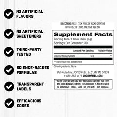 Jocko Fuel Creatine Stick Packs travel-pack display suitable for gym bags