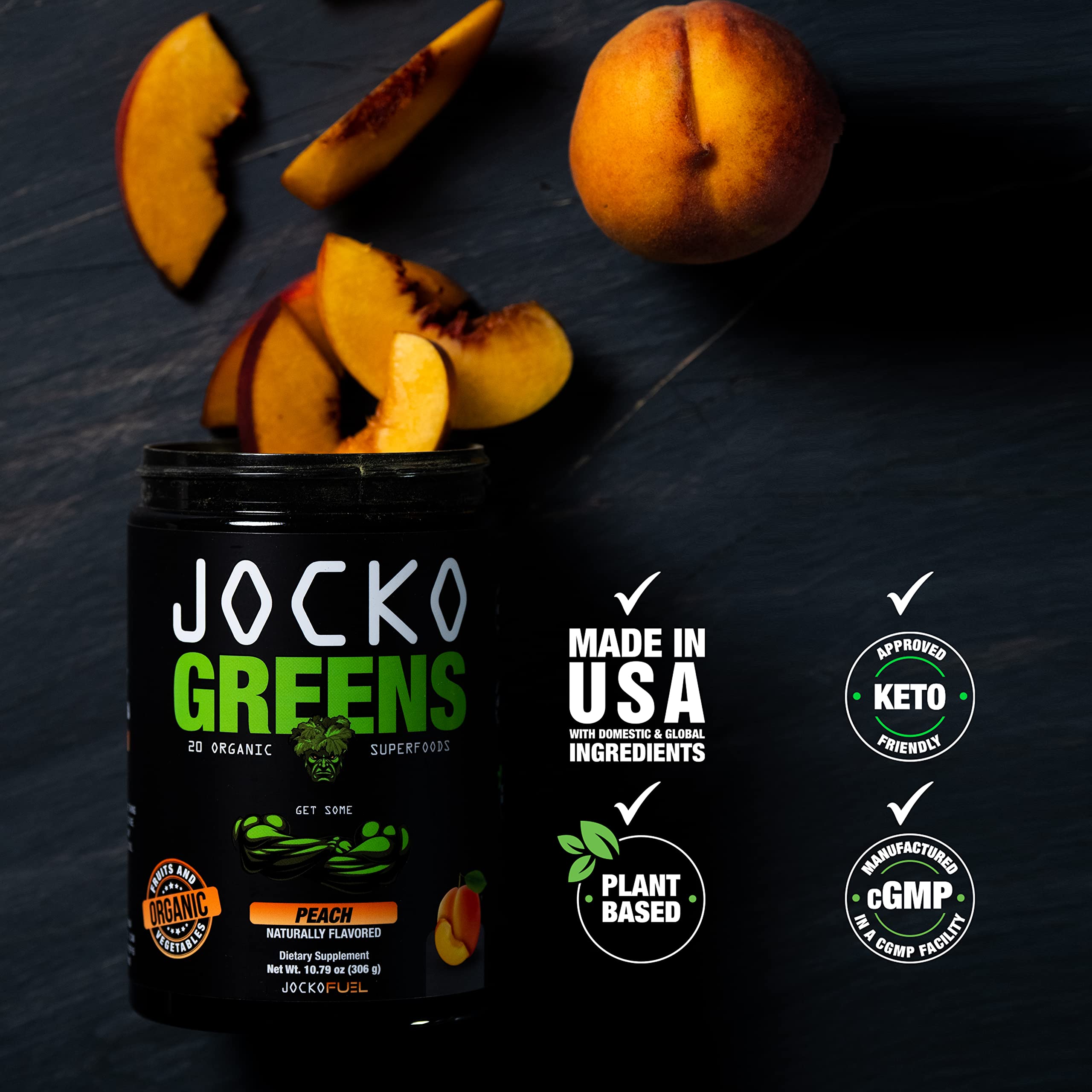 Jocko Fuel Daily Greens peach flavor boosts enjoyable morning hydration