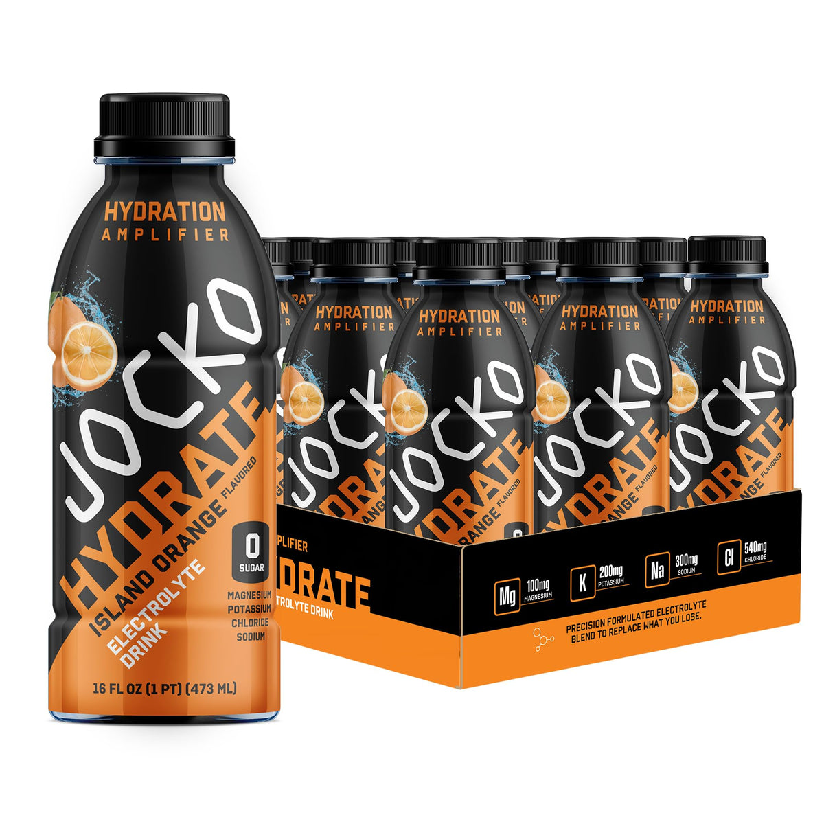 Jocko Fuel Hydrate Island Orange bottle for workouts with refreshing electrolytes