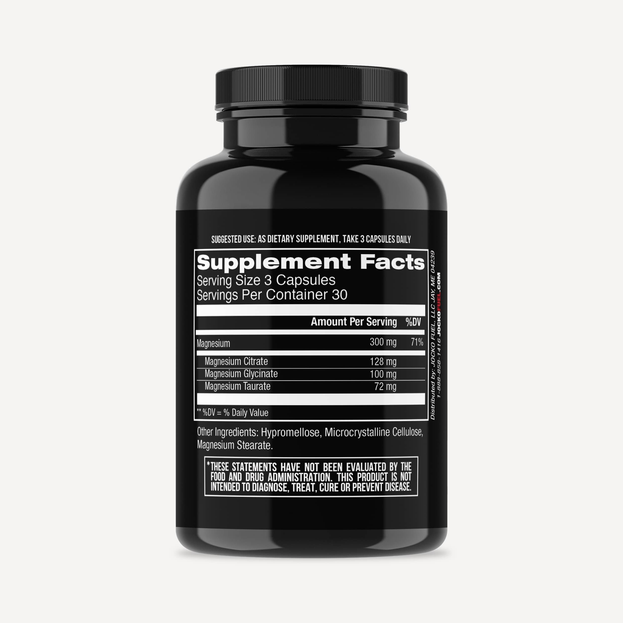 Jocko Fuel Magnesium Complex label highlighting the glycinate citrate taurate blend