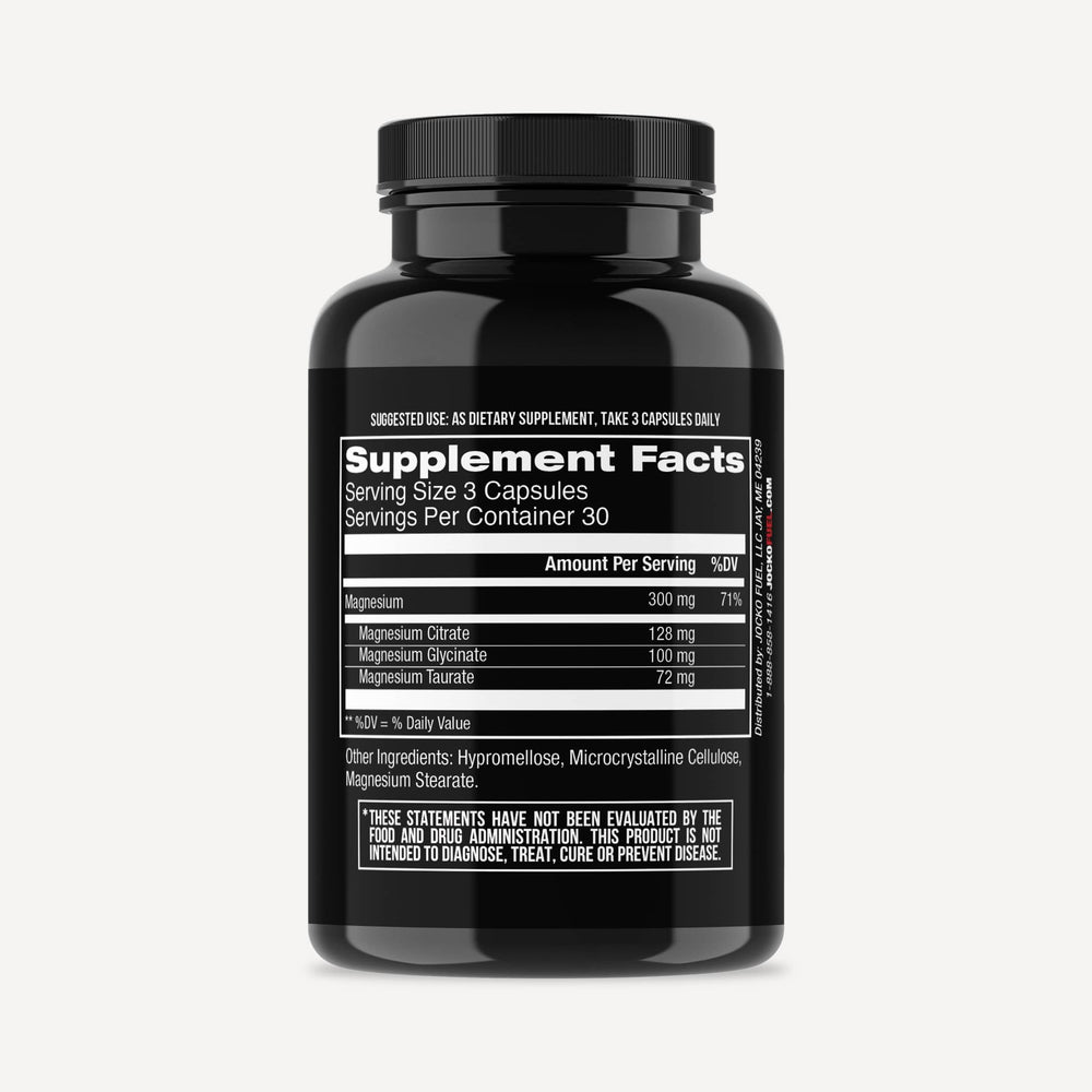 Jocko Fuel Magnesium Complex label highlighting the glycinate citrate taurate blend