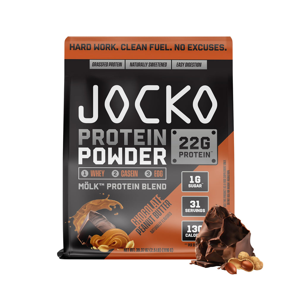 Jocko Fuel Mölk packaging varies, showing 25 servings for flexible daily fueling.