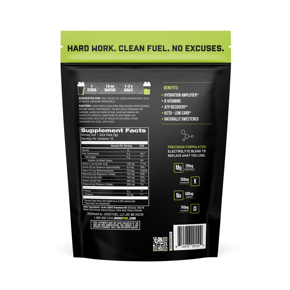 Jocko Fuel Packets Lemon Lime close-up showing textured powder for quick mixing
