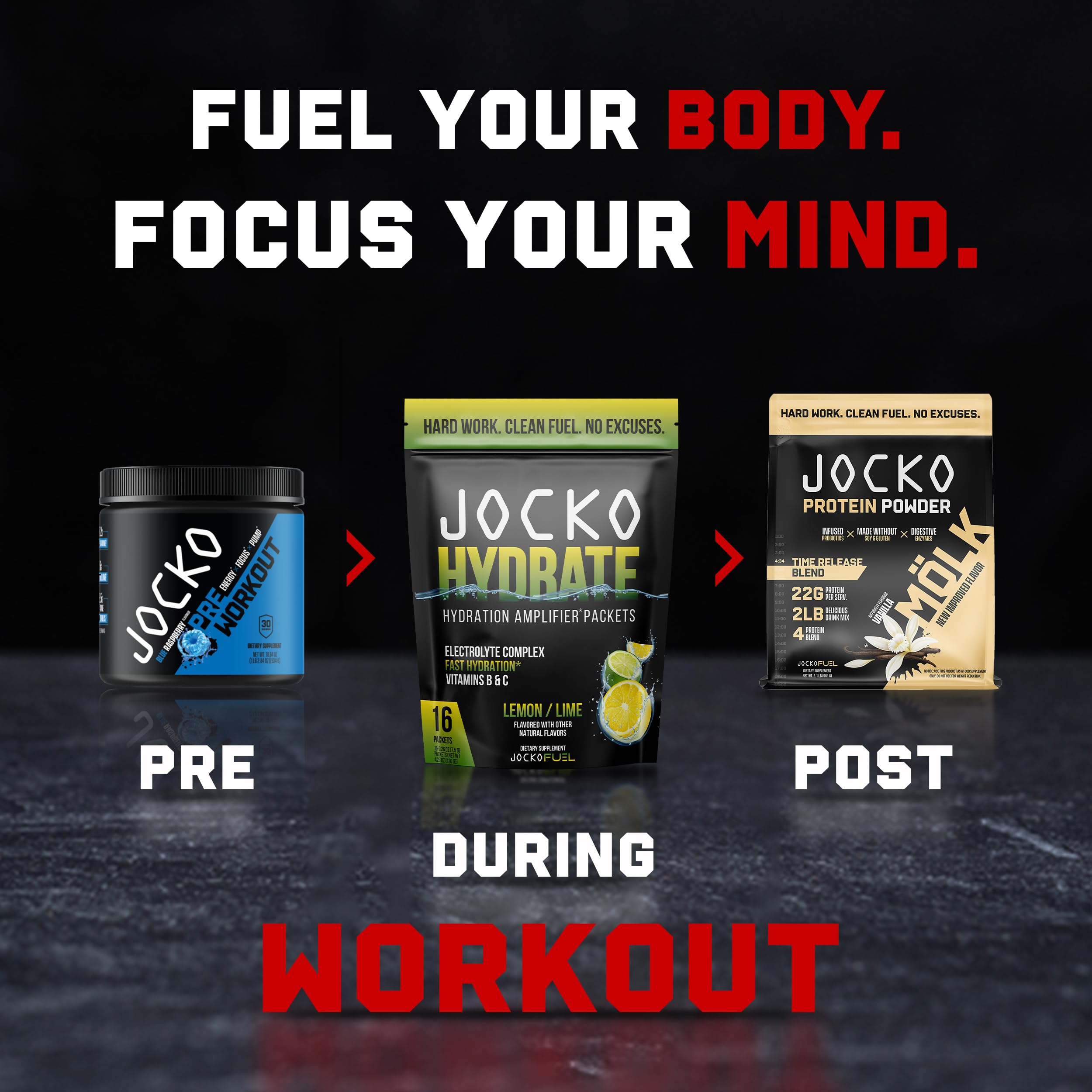 Jocko Fuel Packets Lemon Lime ingredients panel highlighting vitamins
