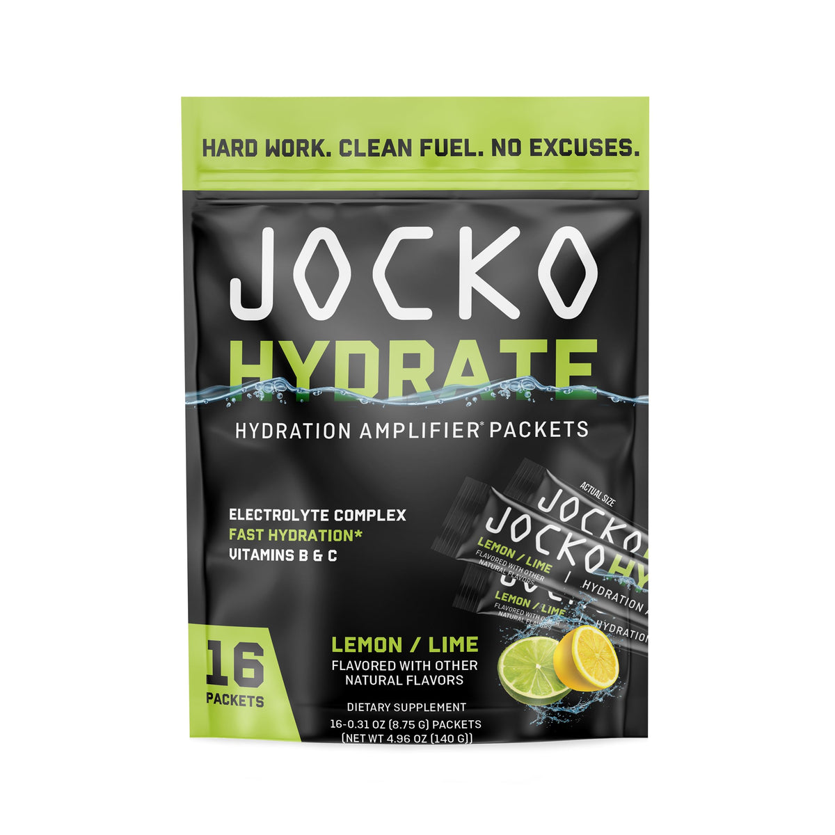 Jocko Fuel Packets Lemon Lime packaging for on-the-go hydration