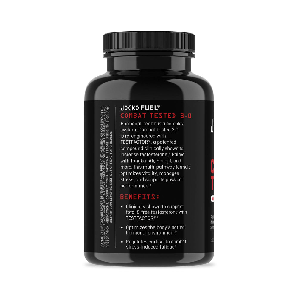 Jocko Fuel Test Booster label detail highlighting allergen-free, GMO-free formula