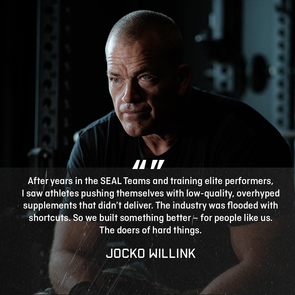Jocko Fuel whey protein serving size on cup for measurement accuracy.