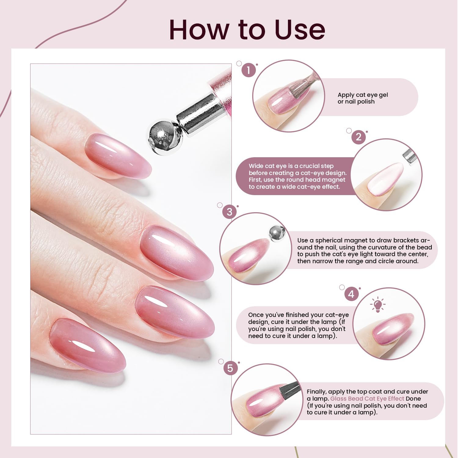 JODSONE at-home cat-eye nail art setup with magnet tool and compatible gel polishes.