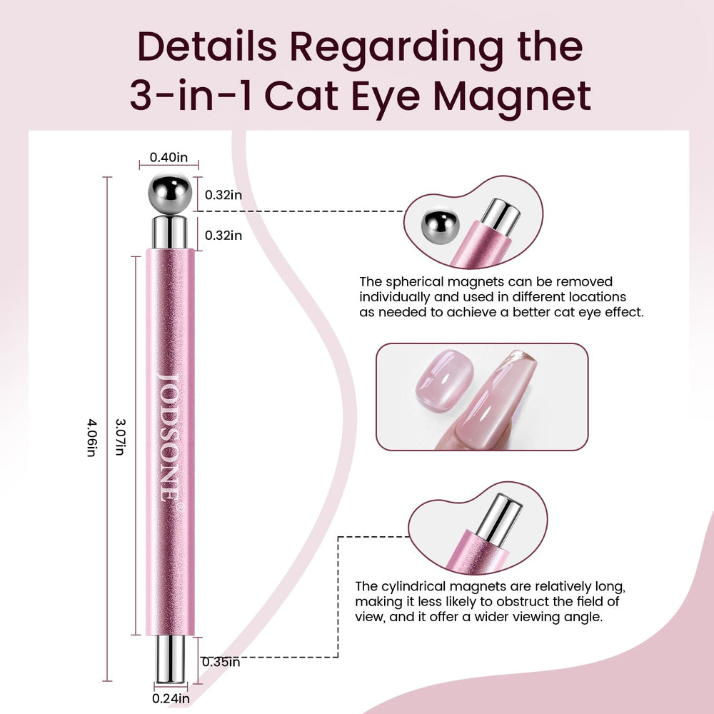 Magnetic pigments attract clearly with JODSONE tool for vivid nail patterns.