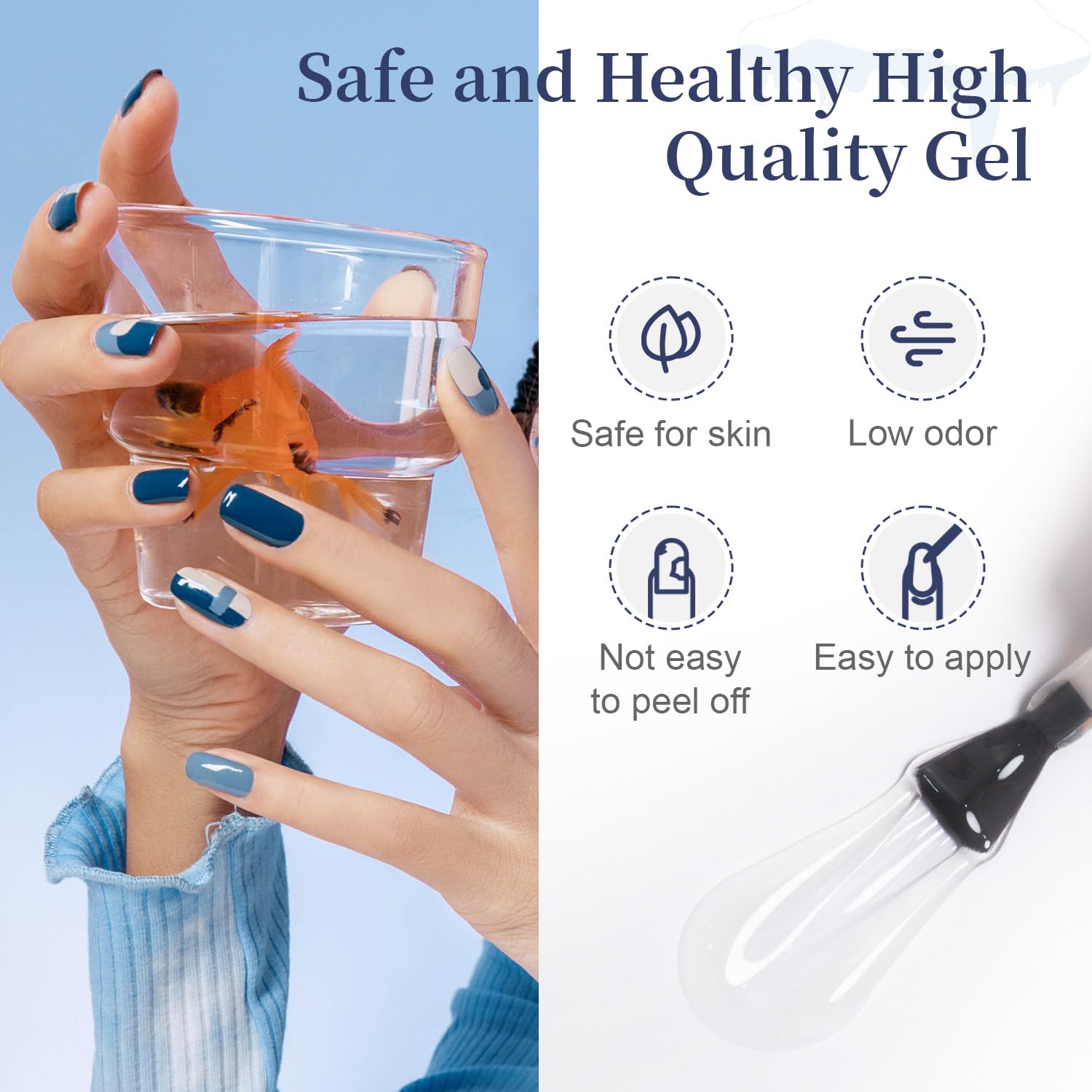 JODSONE manicure setup closeup, features durable finish with gel compatibility.