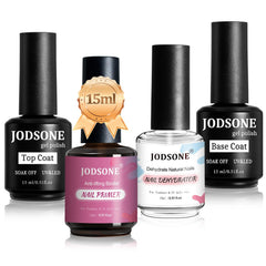 JODSONE nail dehydrator bottle closeup, boosts prep for stronger adhesion.