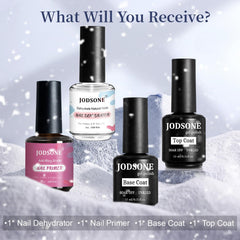 JODSONE nail primer bottle closeup, aids even base layer for smooth polish.