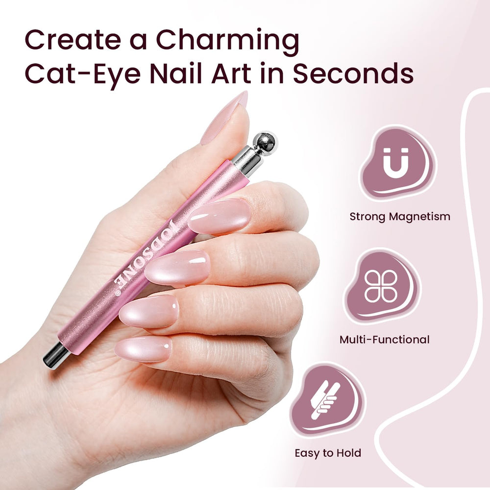 Wide-light sequence then ball magnet step-by-step guidance for balanced cat-eye designs.