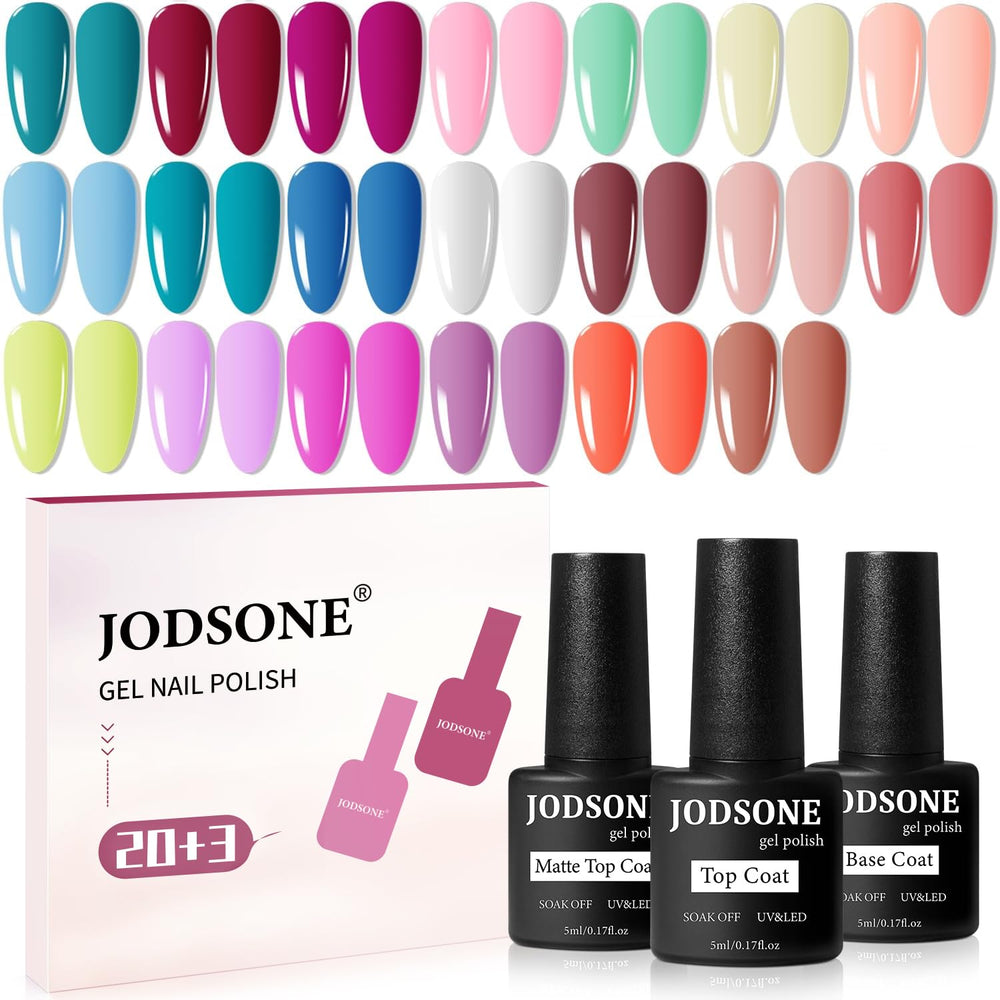 JODSONE 23-pcs gel polish kit collection shows vibrant colors for DIY nails