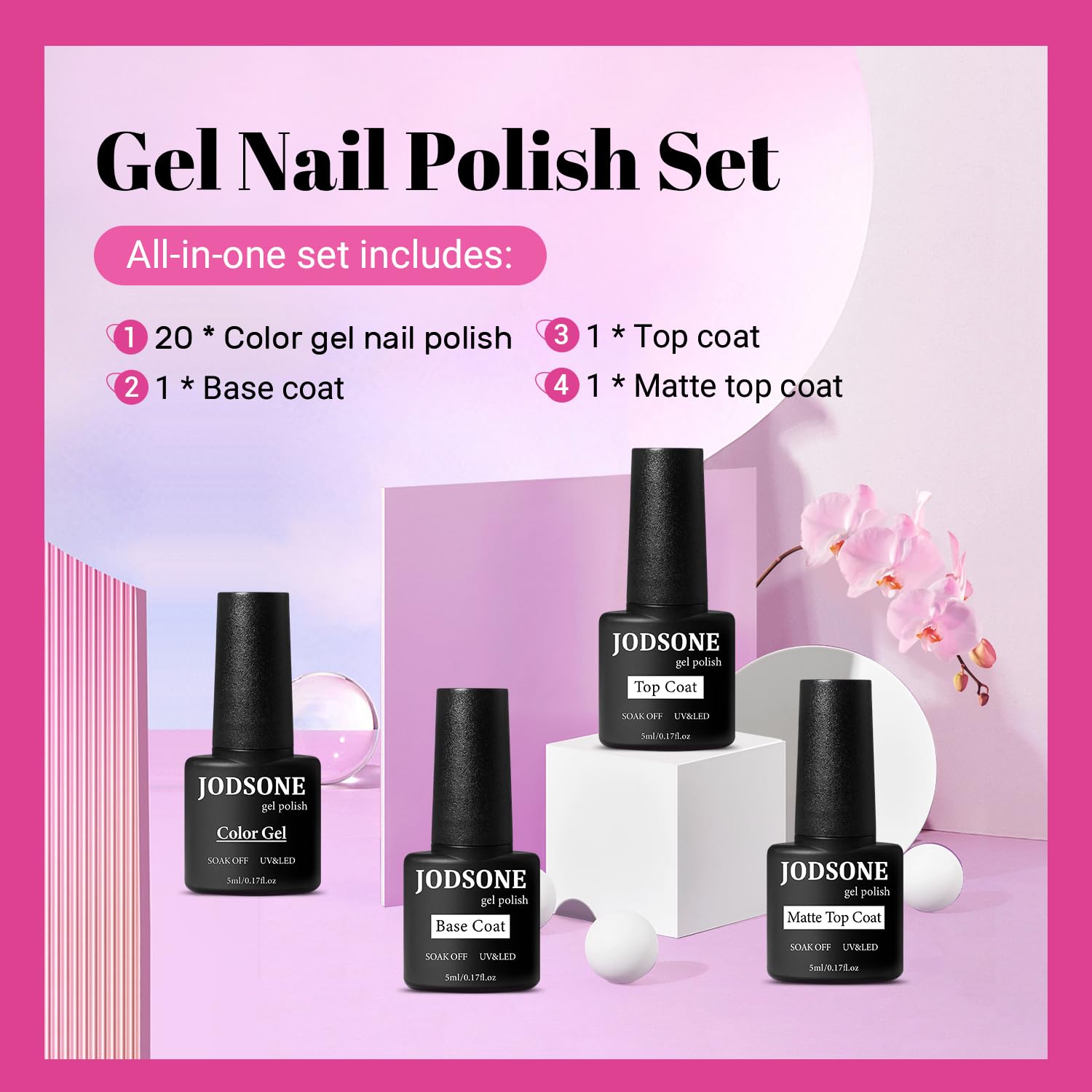 JODSONE matte top coat for a smooth, sophisticated finish.