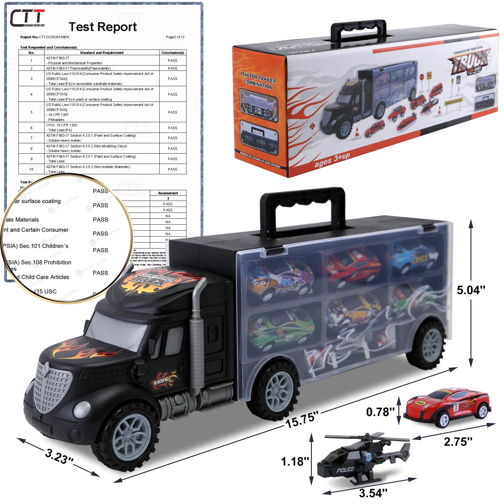 JODUDLR Carrier set lid open display reveals vehicles for quick play access