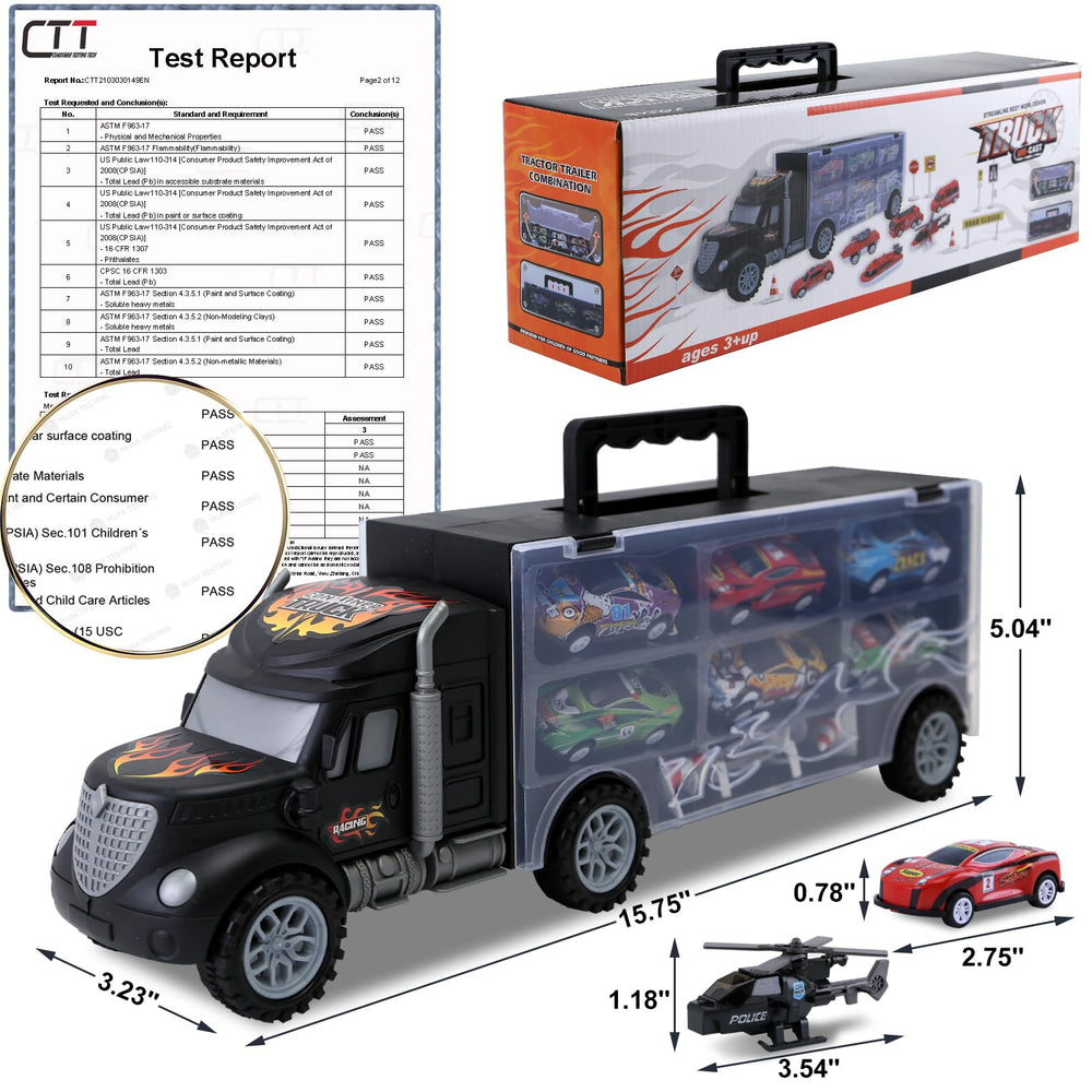 JODUDLR Carrier set lid open display reveals vehicles for quick play access