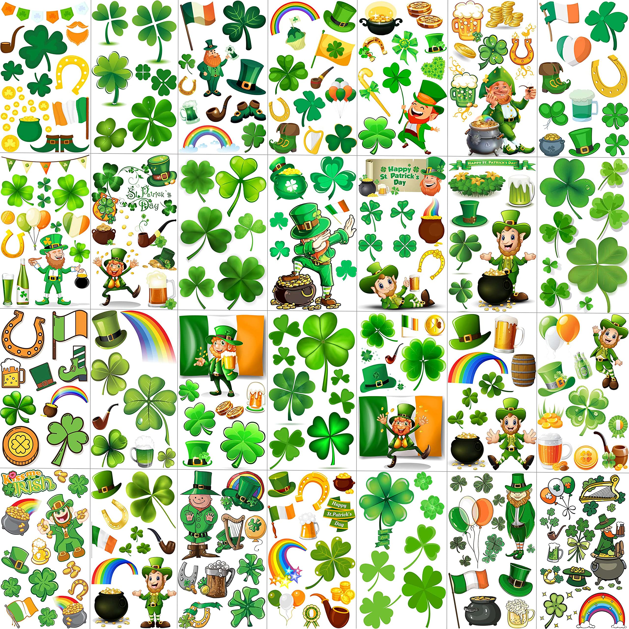 JOEHAPY St Patrick's Day tattoos on 28 sheets for party-ready fun.