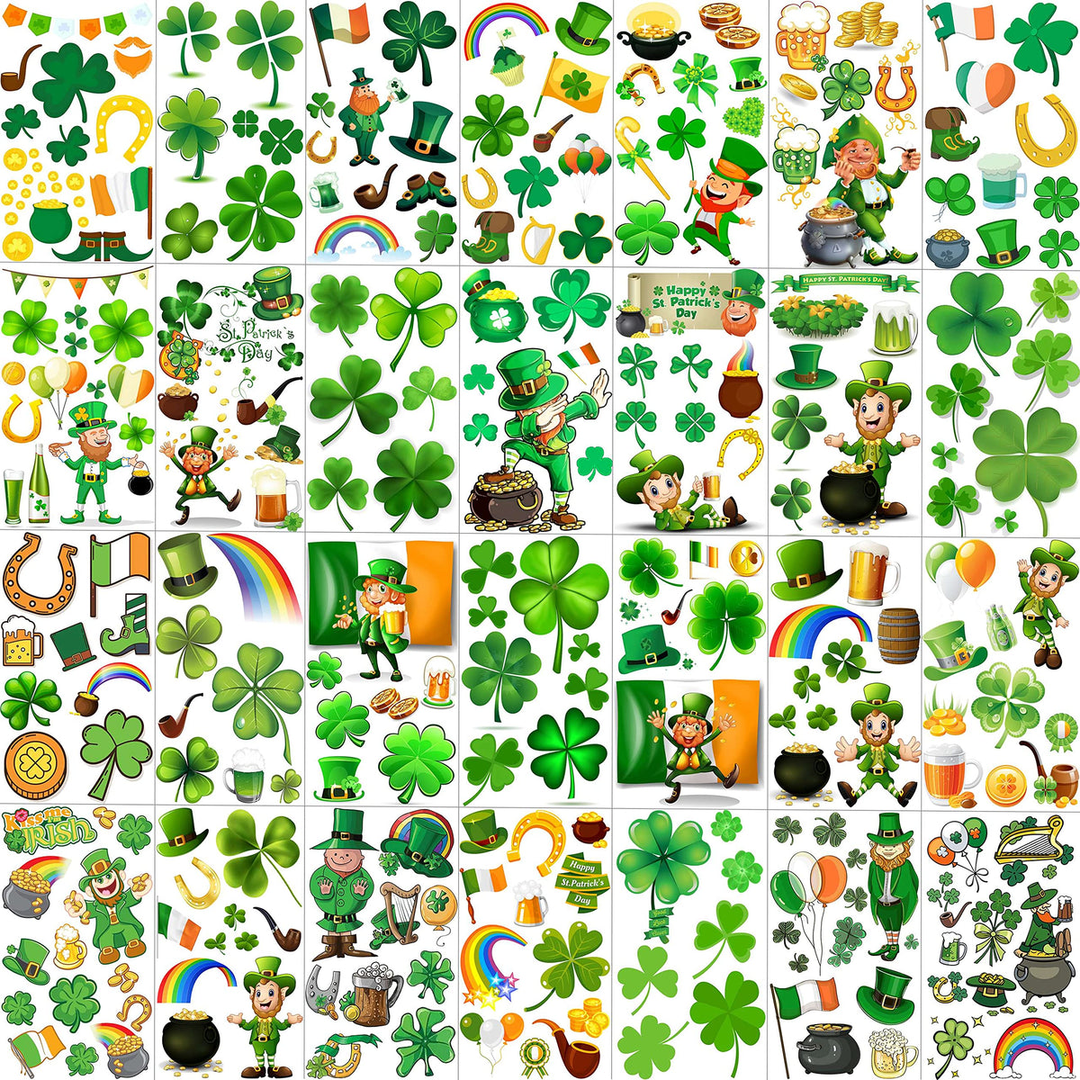 JOEHAPY St Patrick's Day tattoos on 28 sheets for party-ready fun.