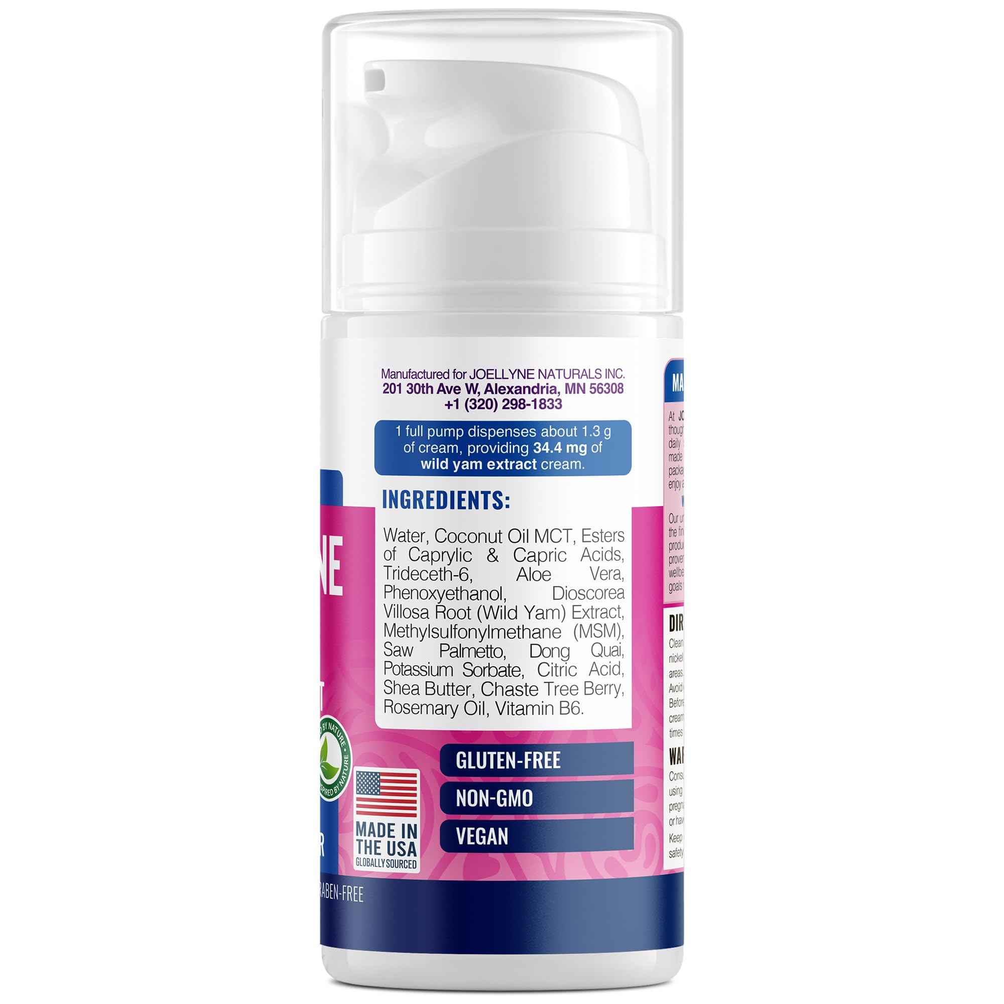 Joellyne Naturals airless pump dispensing with precise dosing