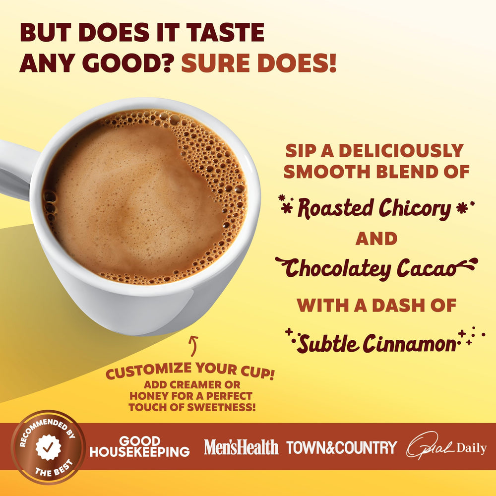 Joey Mushroom Coffee Alternative hot preparation shows latte-ready beverage