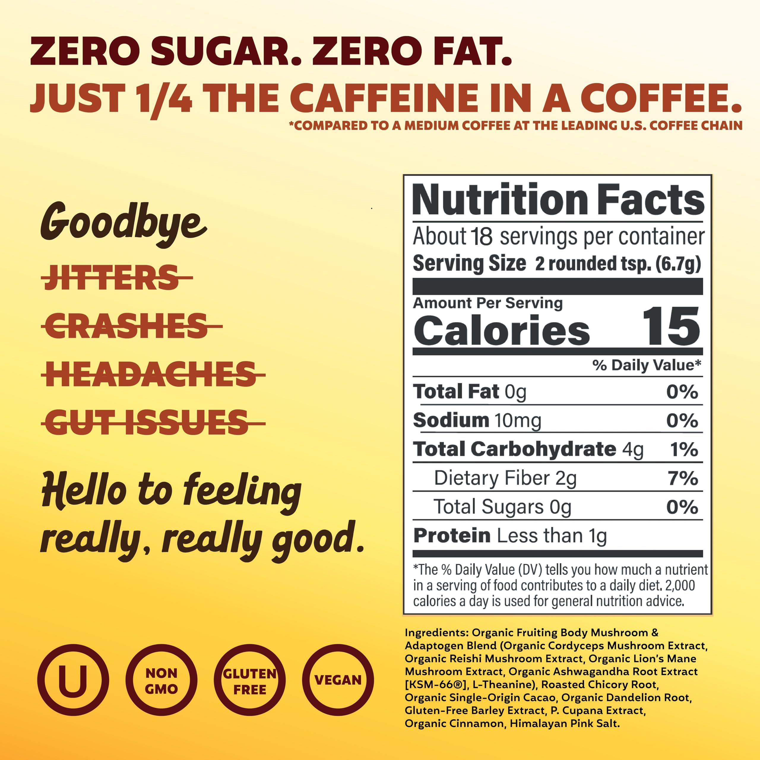 Joey Mushroom Coffee Alternative instant mix shown in a mug for quick focus