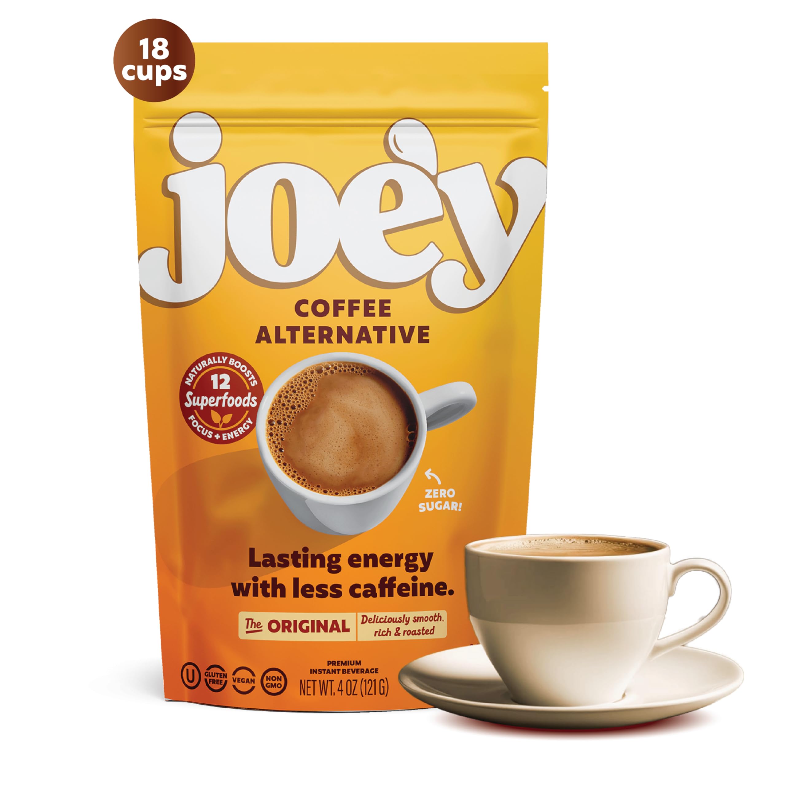Joey Mushroom Coffee Alternative pour-stir action demonstrates easy preparation