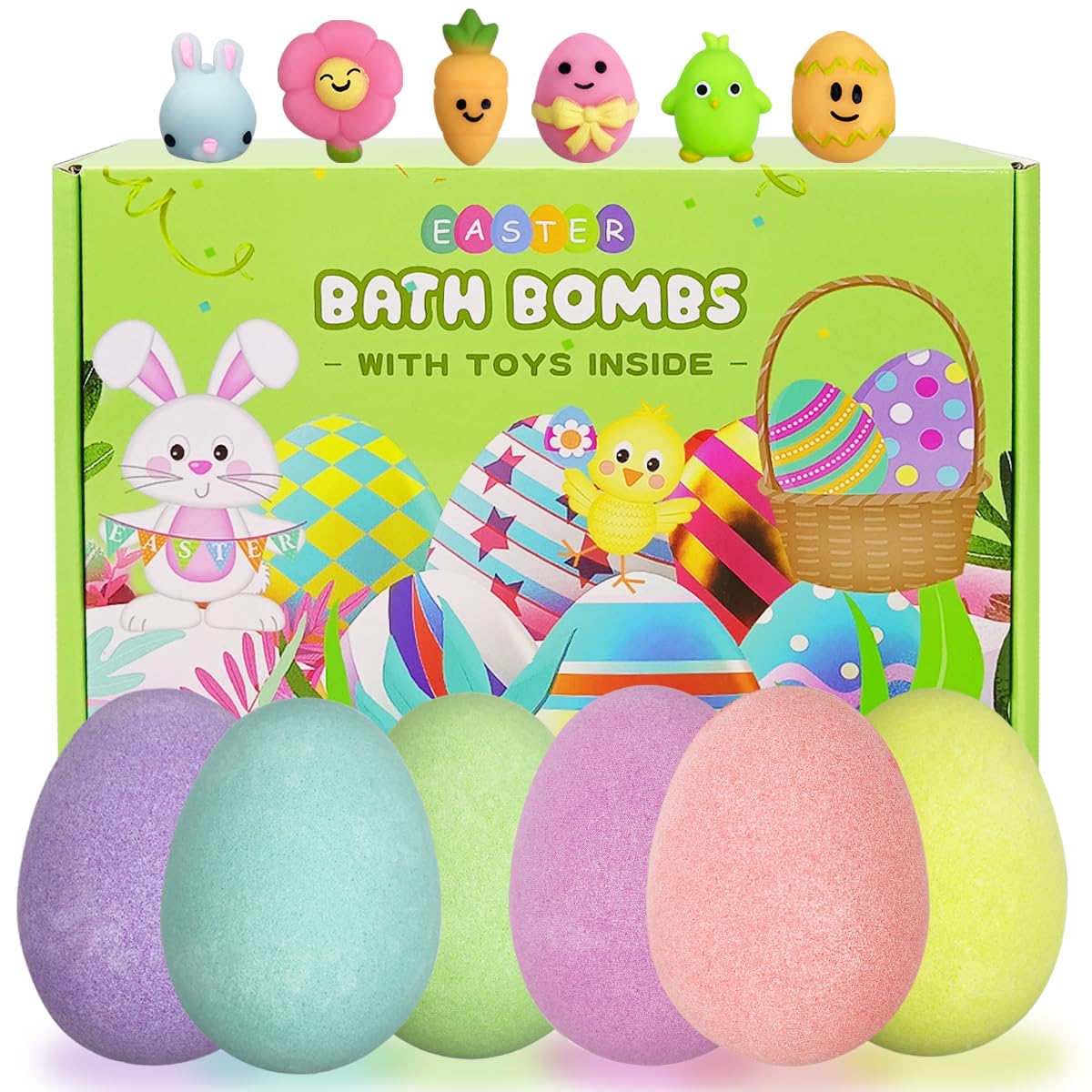 JoFAN Easter bath bombs six-pack packaging for gifting.
