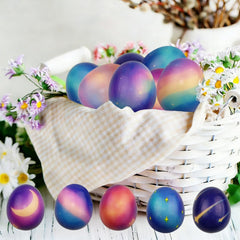 Assorted JoFAN Galaxy Easter eggs slow rising toys suitable as Easter basket fillers.