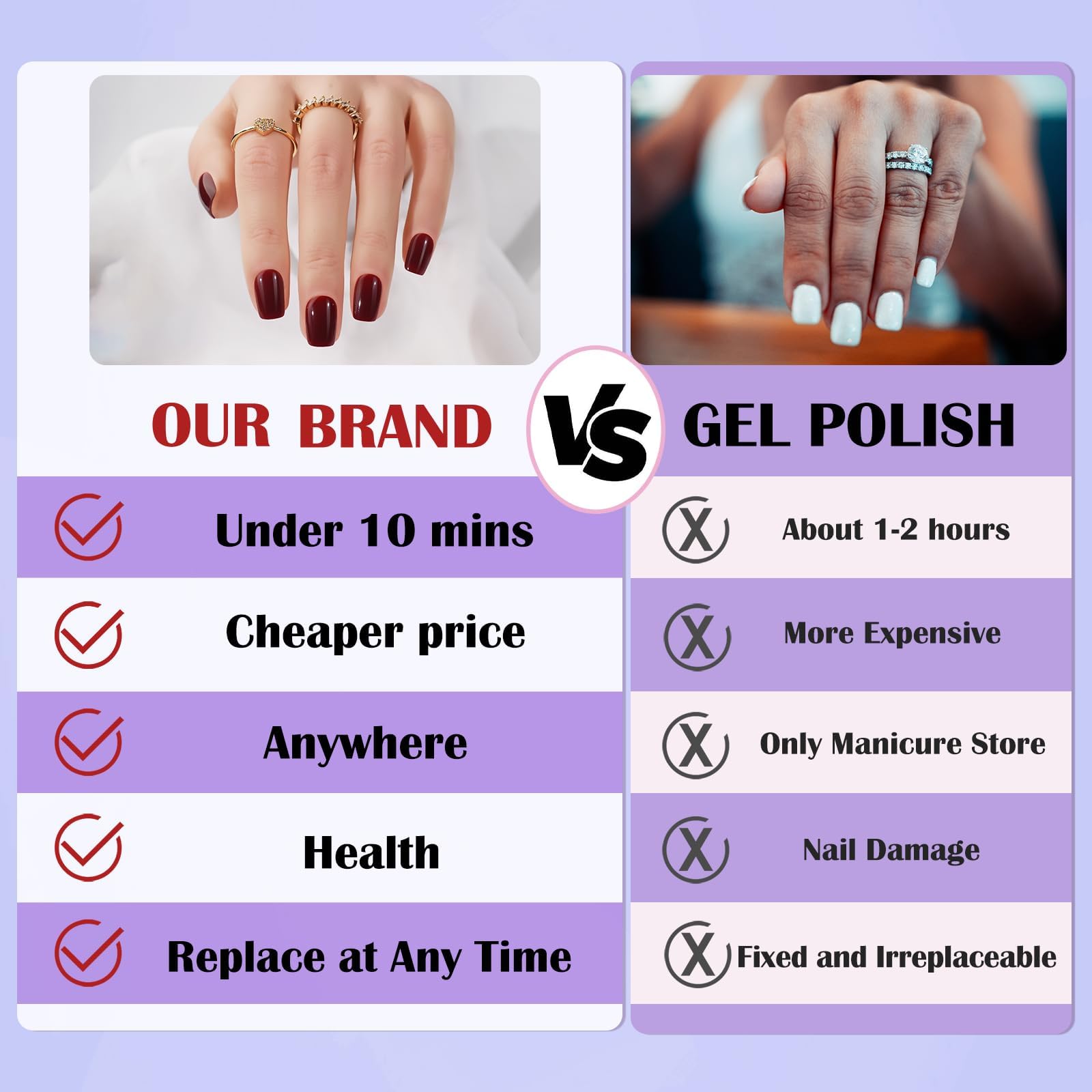 Jofay Fashion red nails on hand for wedding or date night.