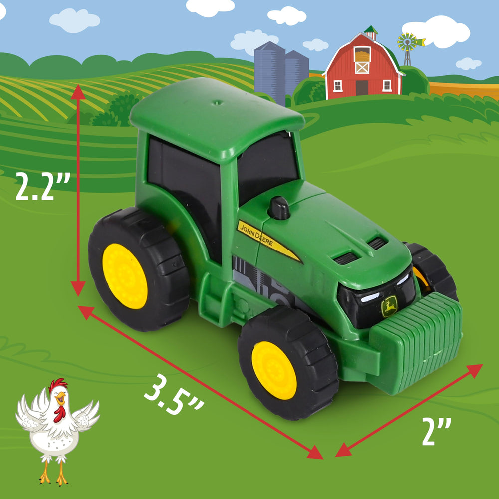 John Deere combine harvester micro vehicle for tabletop harvesting pretend play.