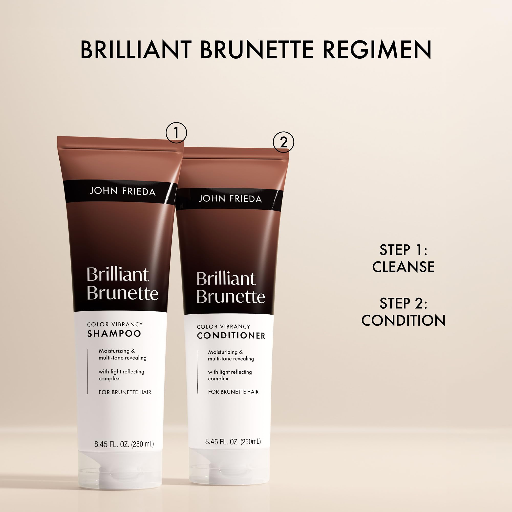 Back label detail of John Frieda Brilliant Brunette Color Vibrancy Shampoo