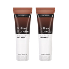 John Frieda Brilliant Brunette Color Vibrancy Shampoo bottle showcases color-safe cleansing