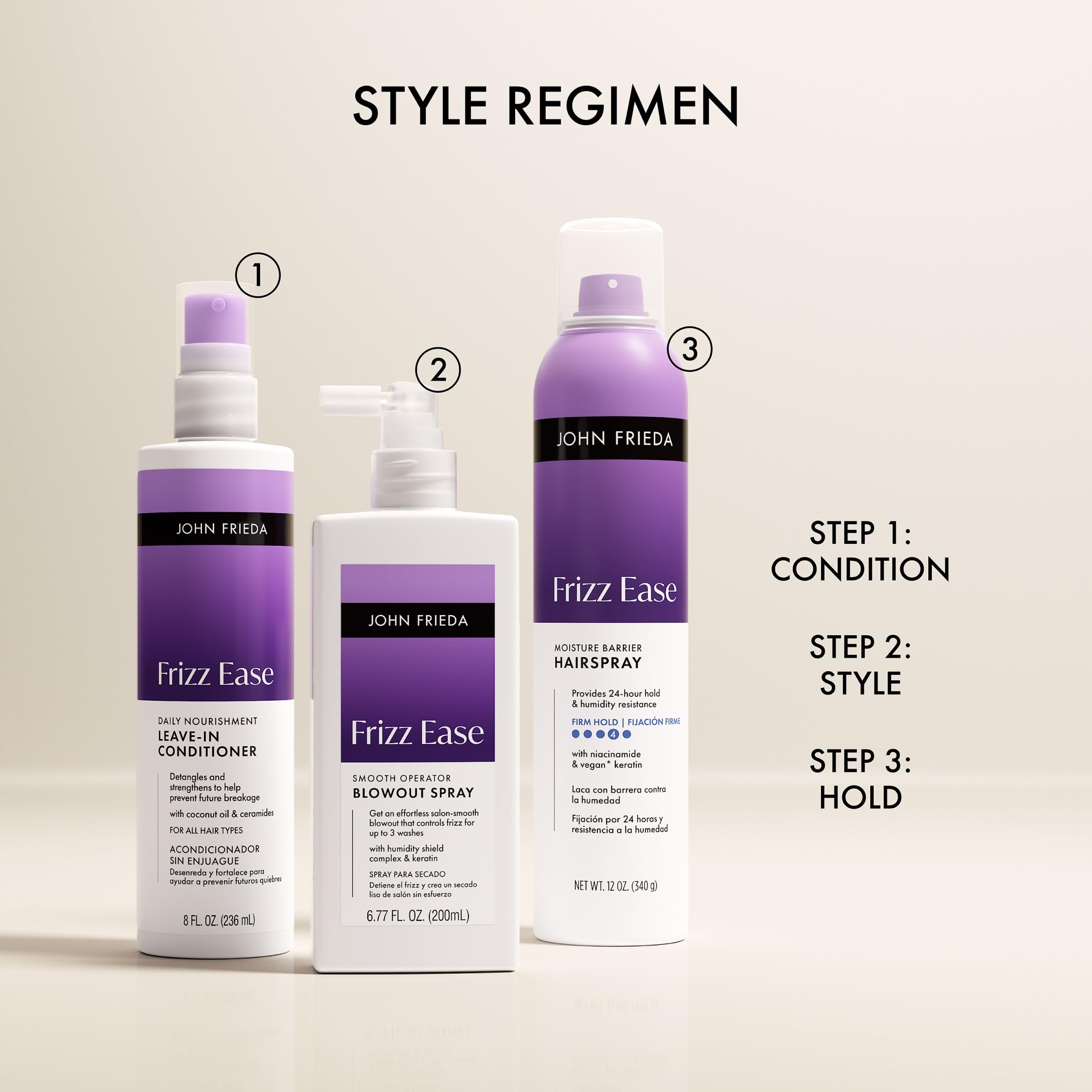 John Frieda Frizz Ease Daily Nourishment smooths frizz with shine close-up