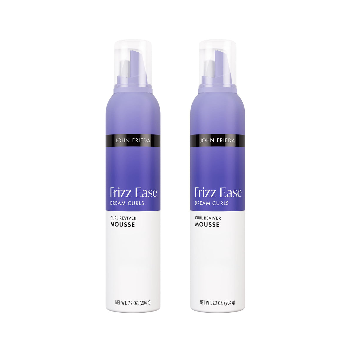 John Frieda Dream Curls Mousse pack shot promoting anti-frizz curl definition