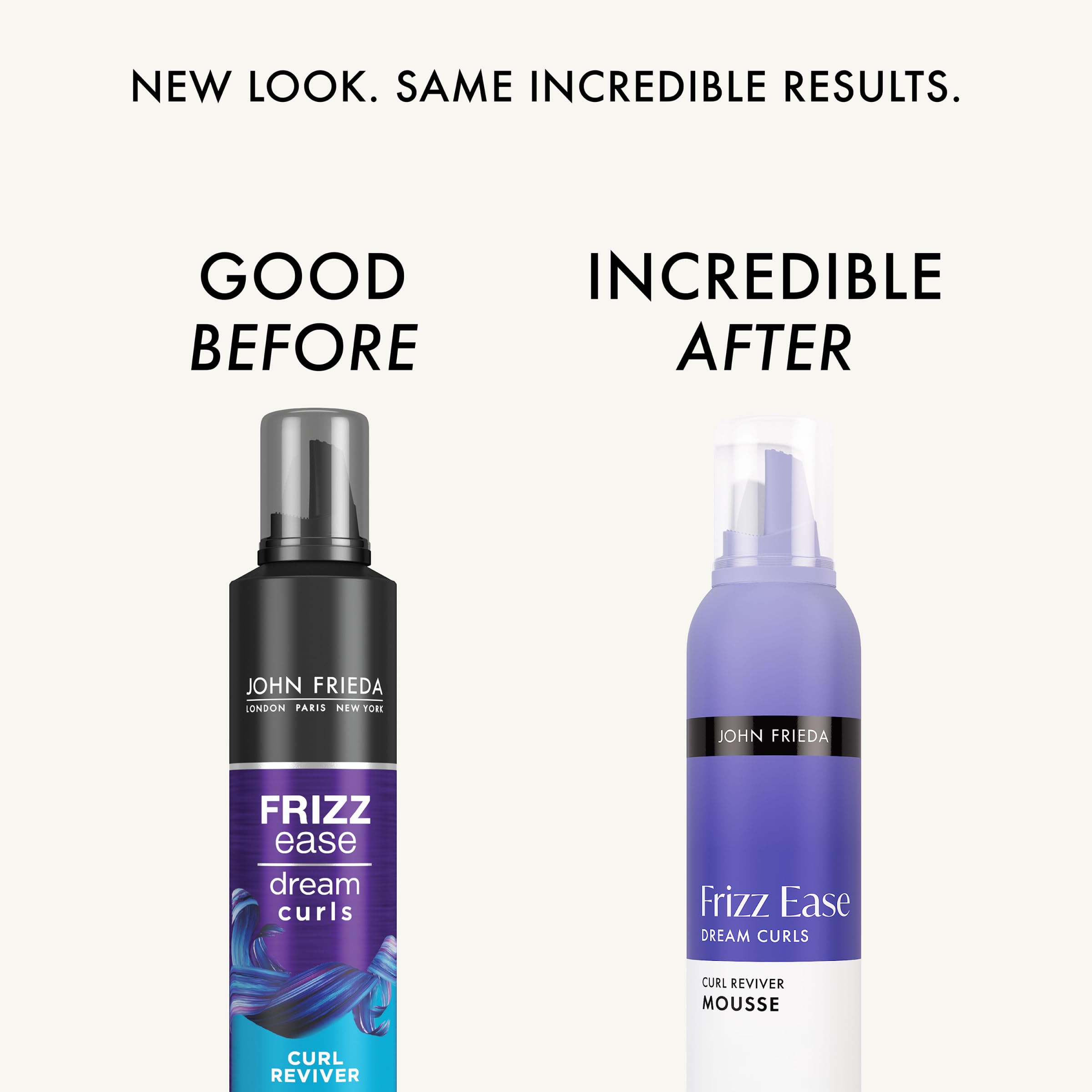 John Frieda Dream Curls mousse being shaken and inverted for even dispensing