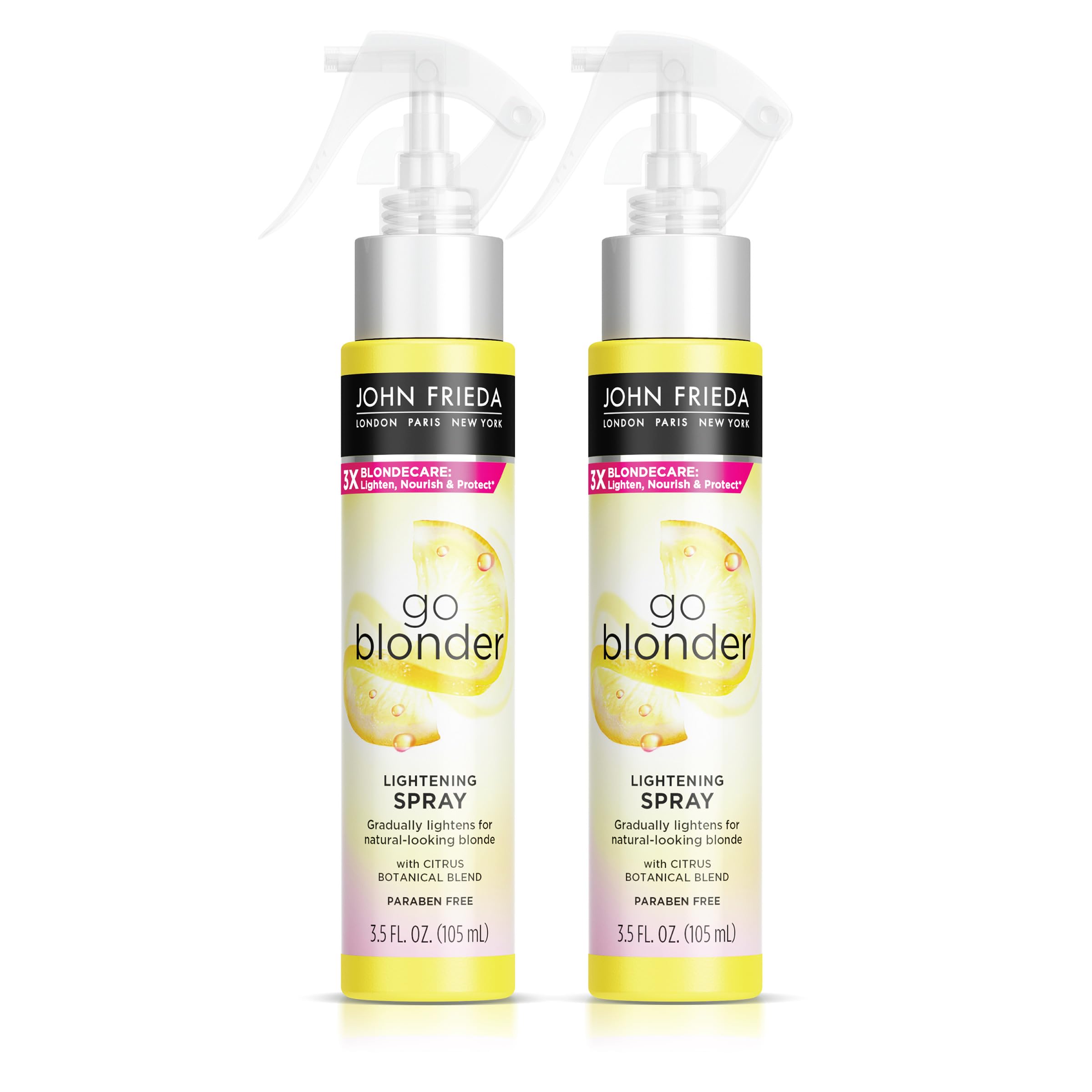 John Frieda Go Blonder Lightening Spray bottle on a vanity for gradual lightening