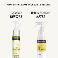 John Frieda Go Blonder Lightening Spray nozzle in action for easy root touch-ups