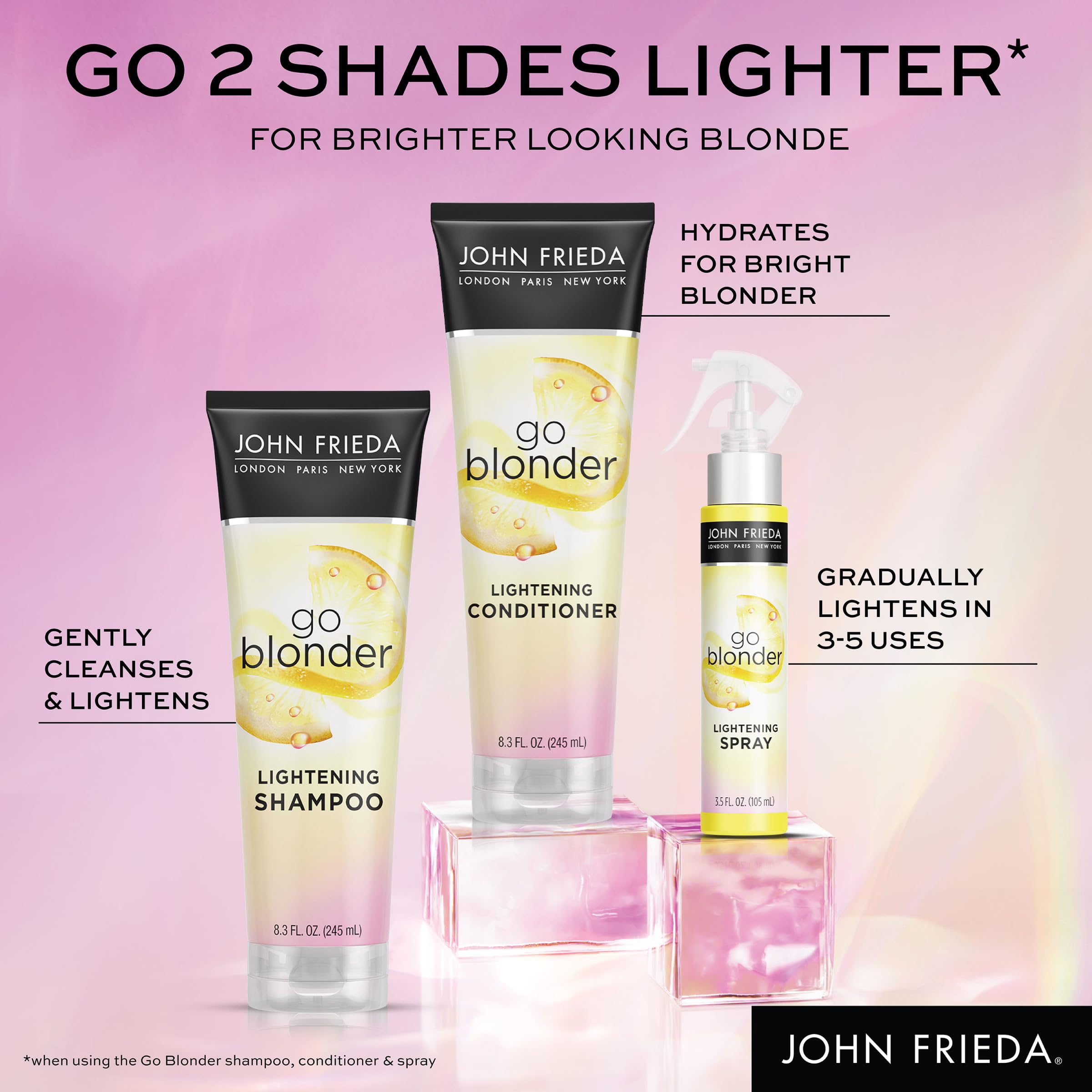 John Frieda Go Blonder Lightening Spray applied to roots for gradual lightening