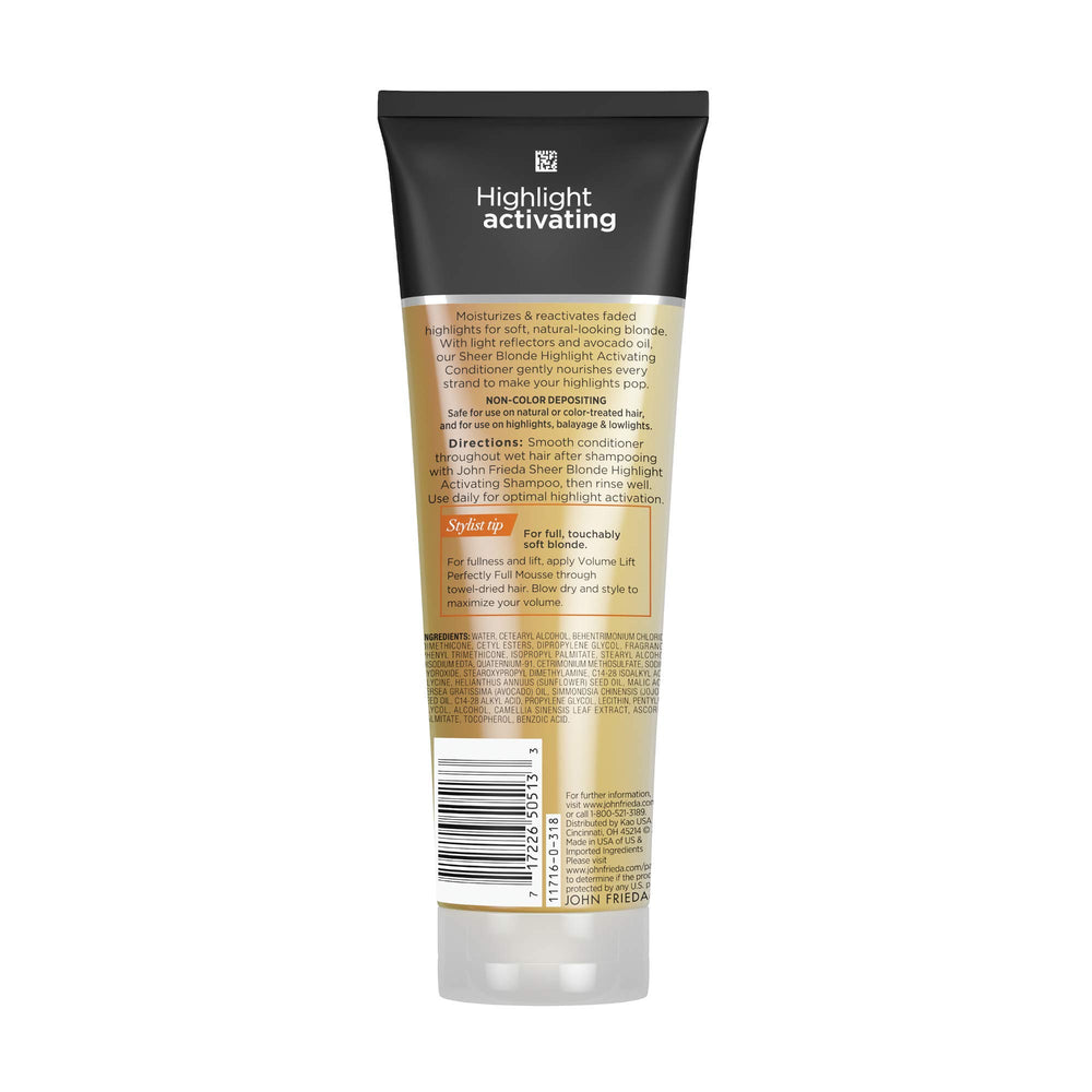 John Frieda Sheer Blonde conditioner promotes brighter tone and soft texture