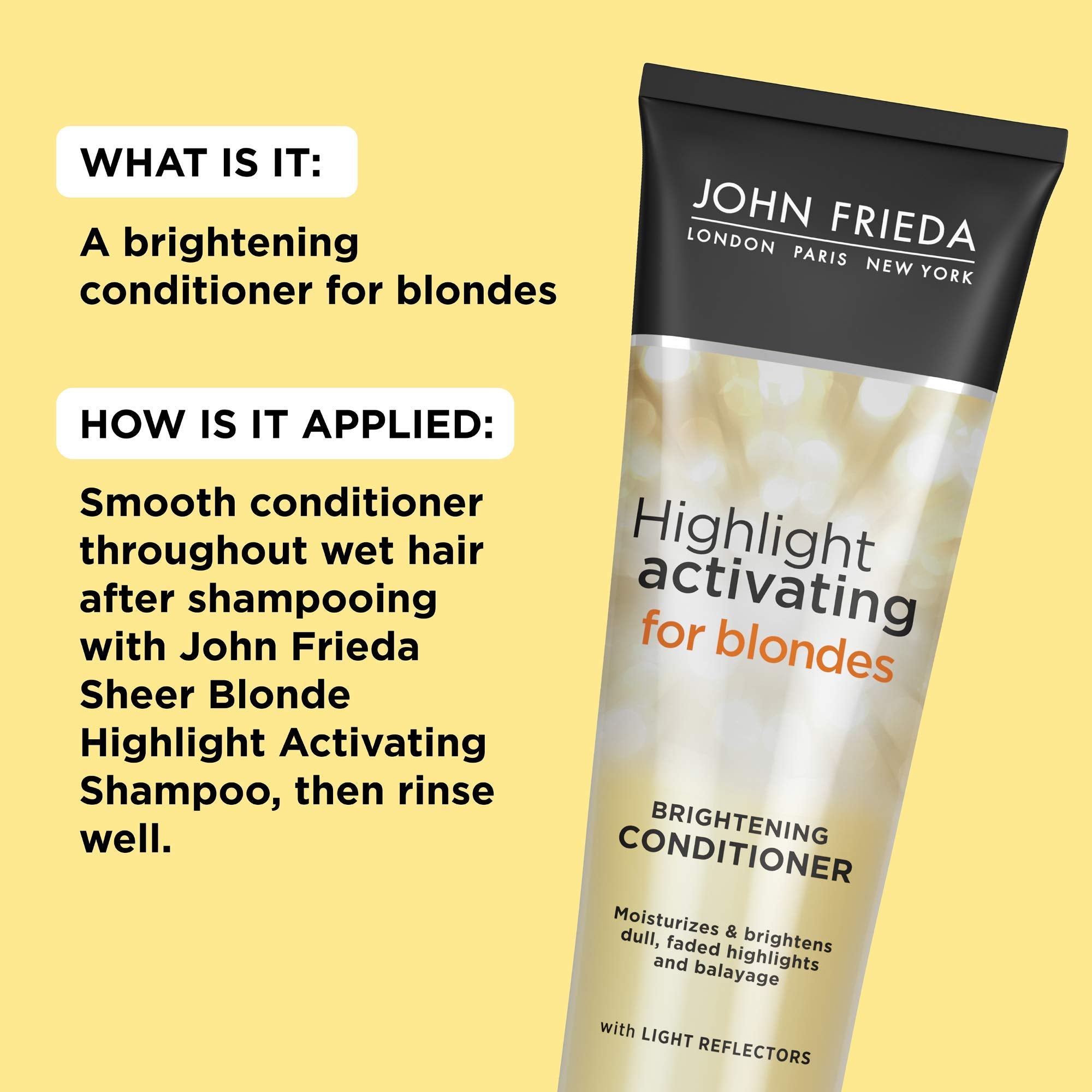 John Frieda Sheer Blonde conditioner ingredients include sunflower and white tea for softness and shine