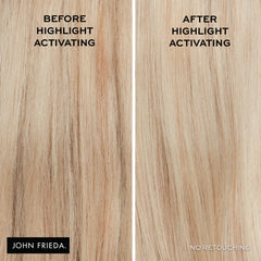 John Frieda Sheer Blonde shampoo being poured for cleansing.