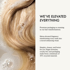 John Frieda ULTRAfiller+ biotin and hyaluronic acid graphic highlights nourishing ingredients.
