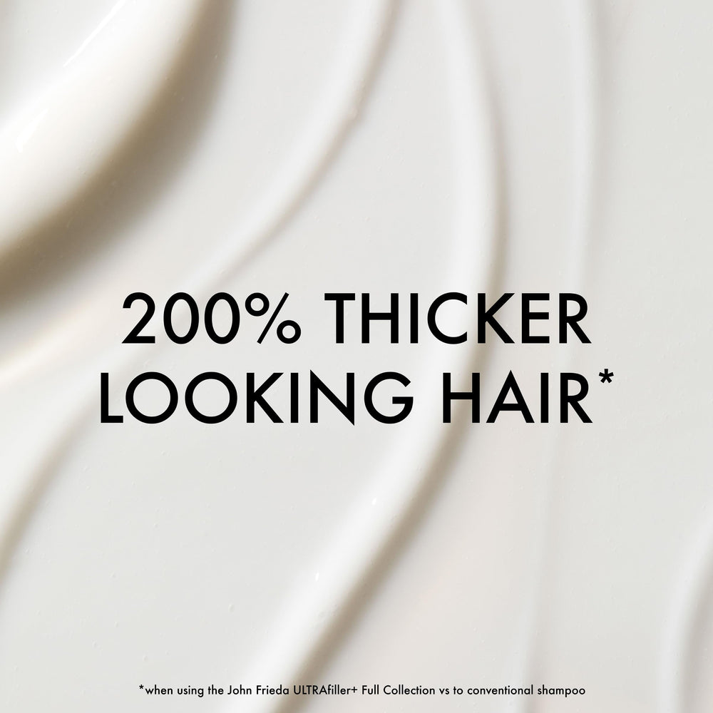 John Frieda ULTRAfiller+ conditioner being applied to hair for added body.