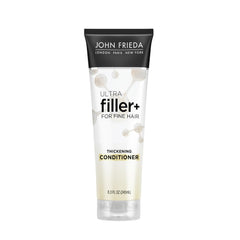 John Frieda ULTRAfiller+ conditioner bottle shows thicker-looking hair.