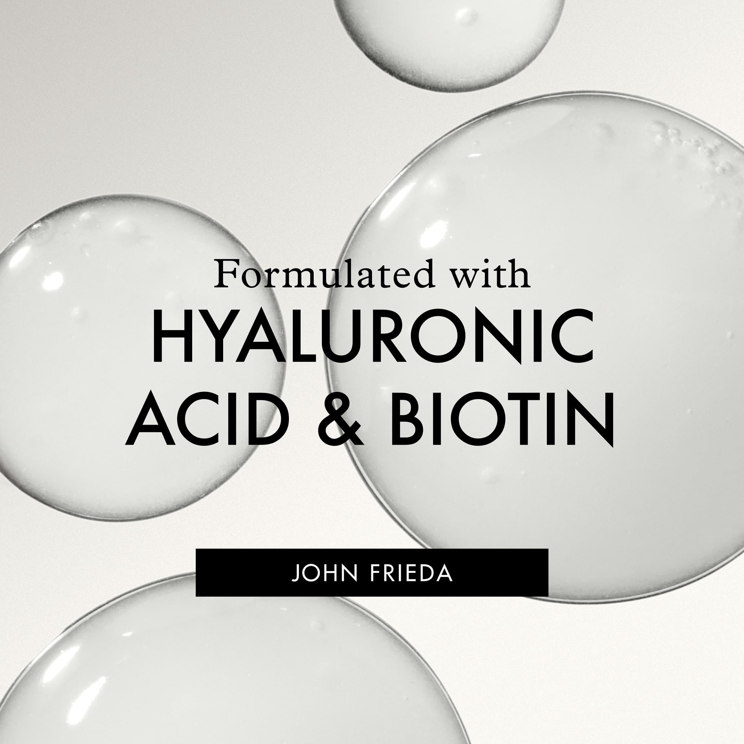 John Frieda ULTRAfiller+ shampoo bottle paired with conditioner in system.