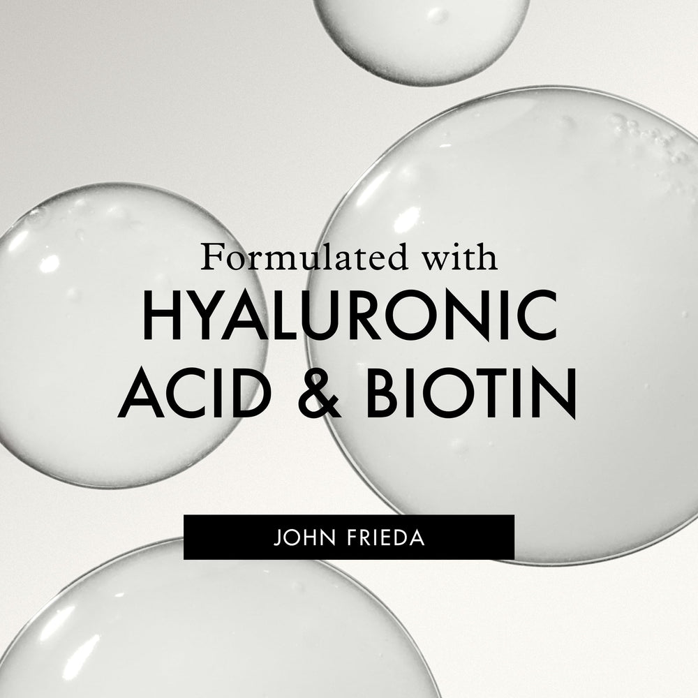 John Frieda ULTRAfiller+ shampoo bottle paired with conditioner in system.