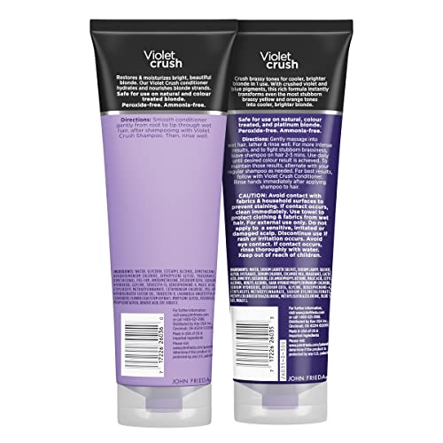 John Frieda Violet Crush routine supports bright, cooler tones.