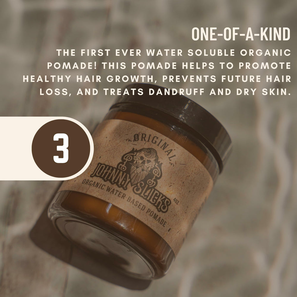 Hands applying pomade for quick styling with strong hold and no oily residue.